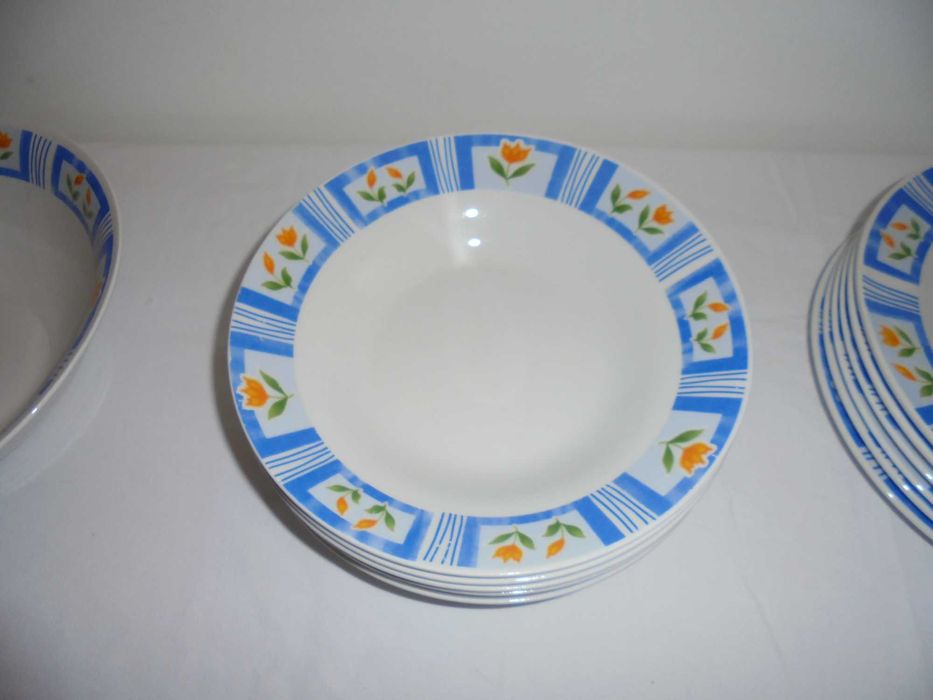 serviço de pratos e saladeira lindos