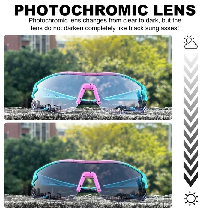Fotochromowe okulary rowerowe  samoprzyciemniajace