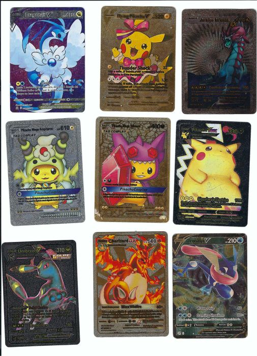 Cartas raras POKEMON (Douradas, Pretas, Prateadas, brilhantes)
