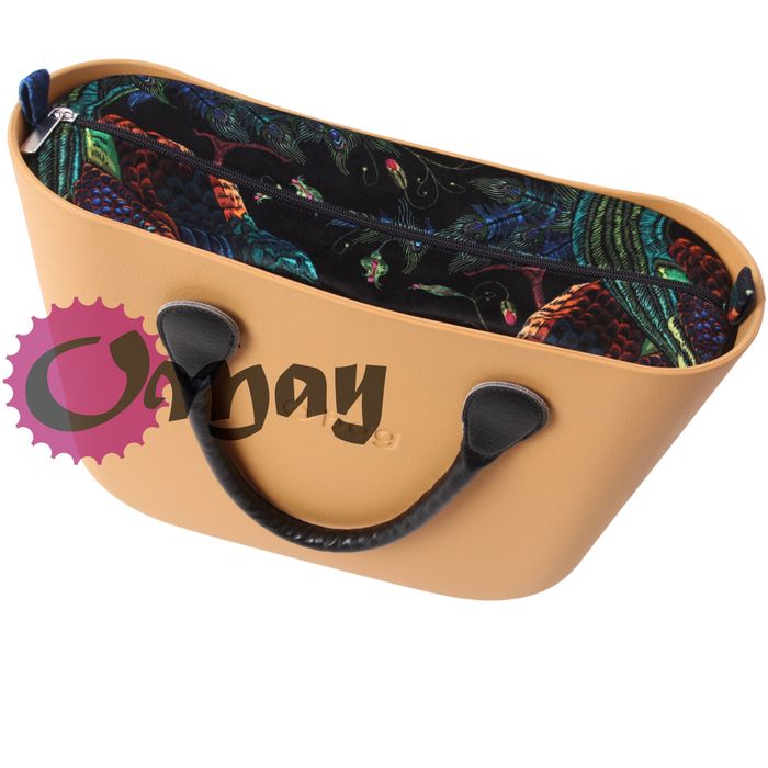 Czarny organizer do OBAG MINI Welur Velvet Pawie Oczko 2kieszenie OMAY