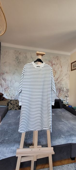 Długa dresowa bluza tunika w paski M L