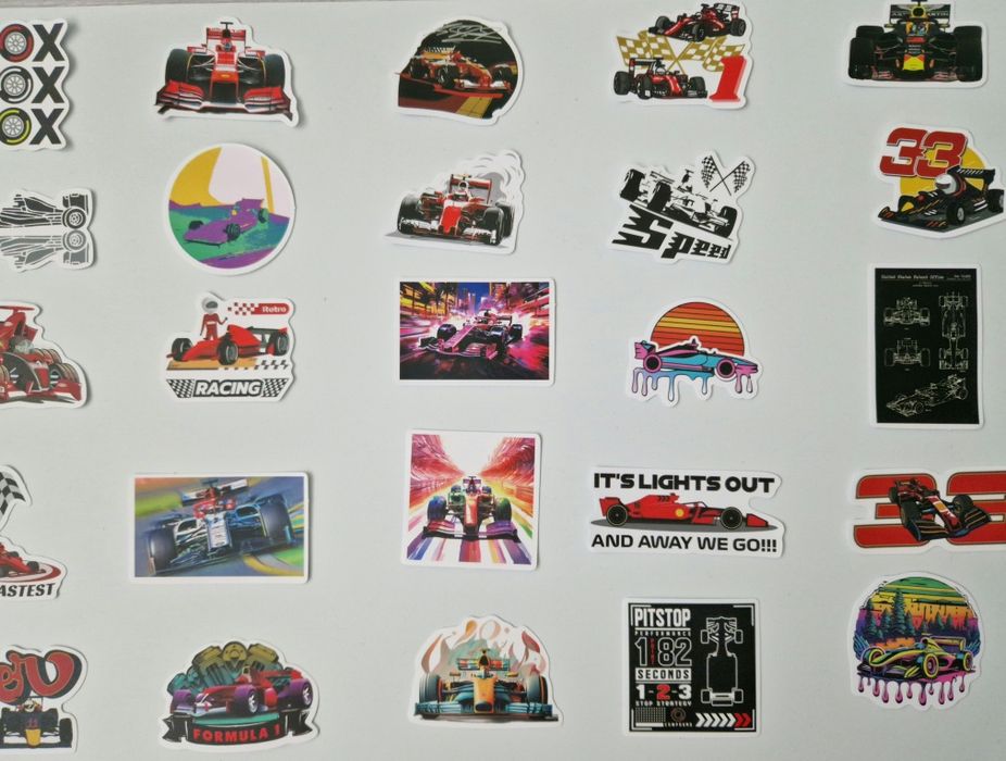 Naklejki F1, Formula 1, 50 sztuk, wyścigi