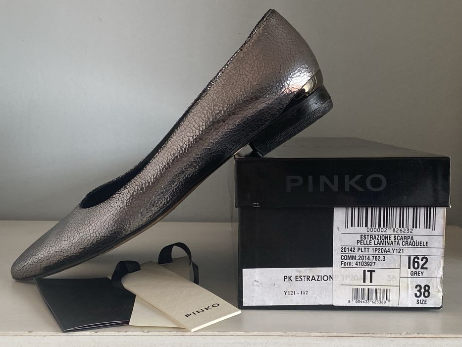 Pinko oryginalne Baleriny skóra  Grey metalik