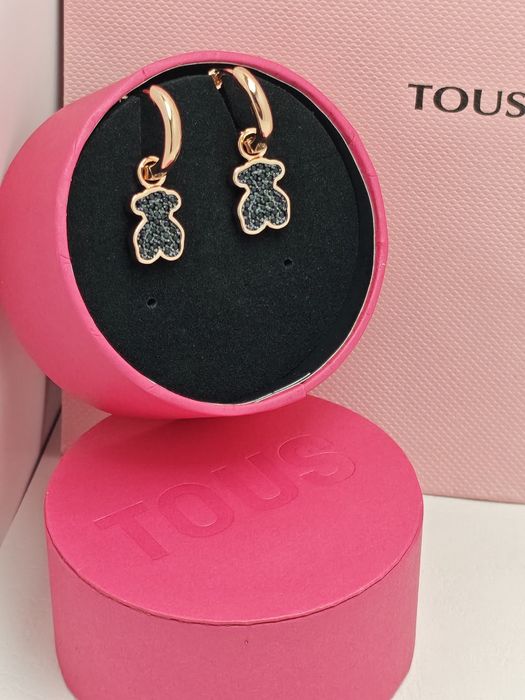 Kolczyki z misiem różowe srebro vermeil 925