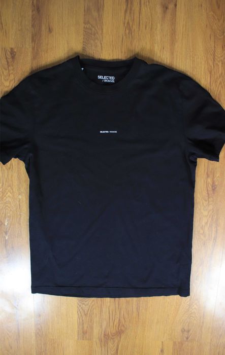 T-shirt Selected Homme r. M męski czarny krótki rękaw bawełniany