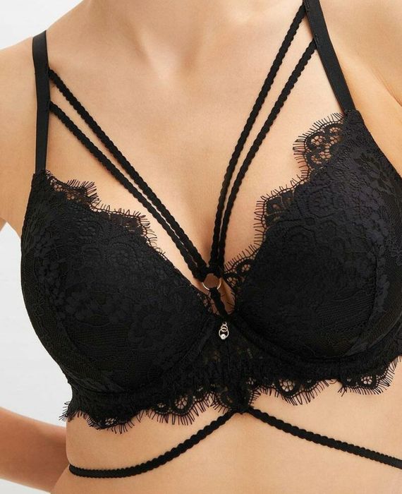 Biustonosz damski ze stripsami 100A Bodyflirt czarny Sexi,sexy