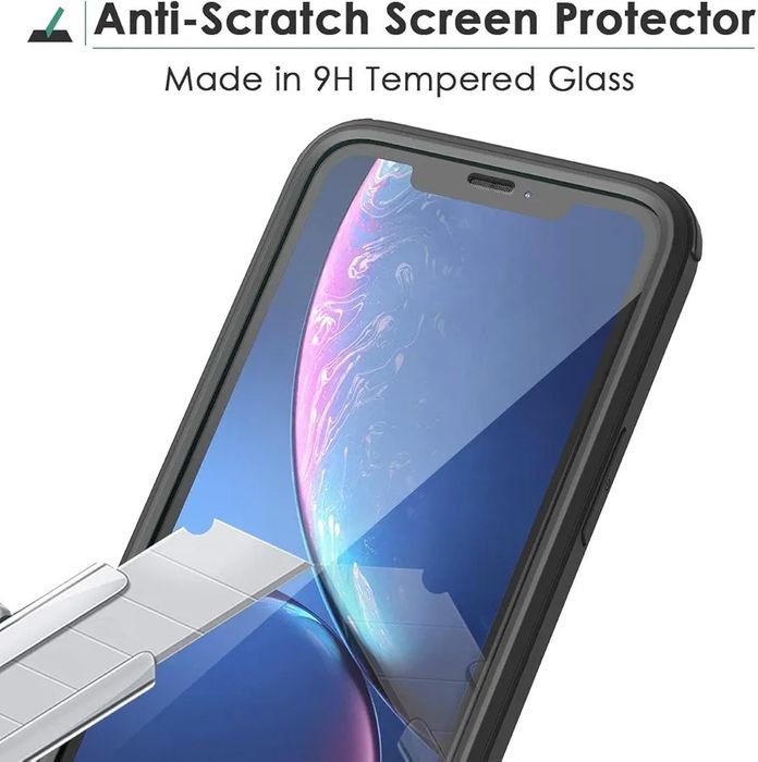 Etui iPhone XR, LOFTER, pełna ochrona, pancerne, 360°, czarne