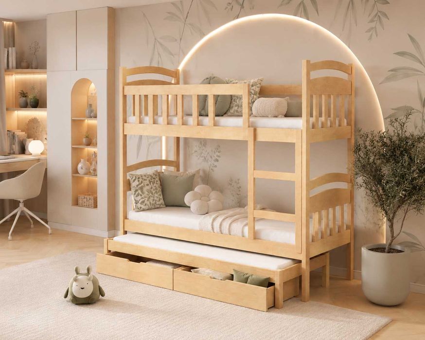Łóżko piętrowe GABI 3 osobowe 160x75 |180x75 | 200x90 materace gratis