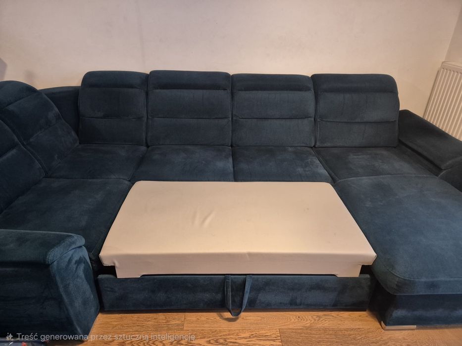 Piekna rozkładana sofa kanapa kolor morski (niebieska zielona)
