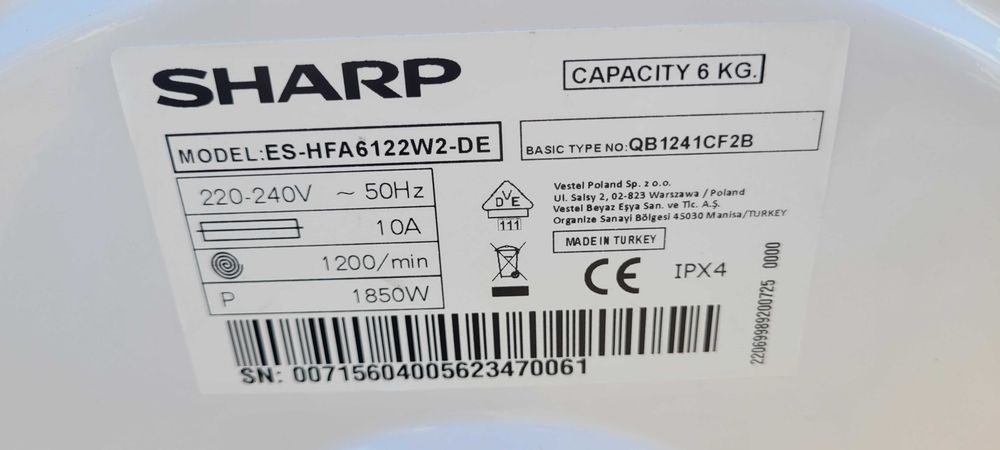 Pralka SHARP sprawna wysylka transport