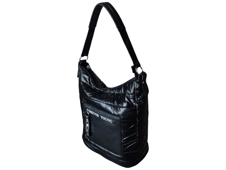 Czarna Torebka Damska Shopper na Ramię Miejska Pojemna 34x30x14 cm