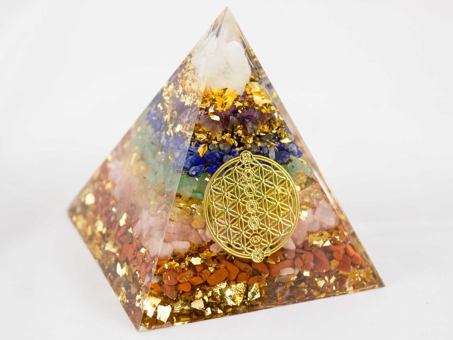 Piramidka Orgonit Różowy Kryształ Cytryn Ametyst Jaspis Kwiat Życia 6