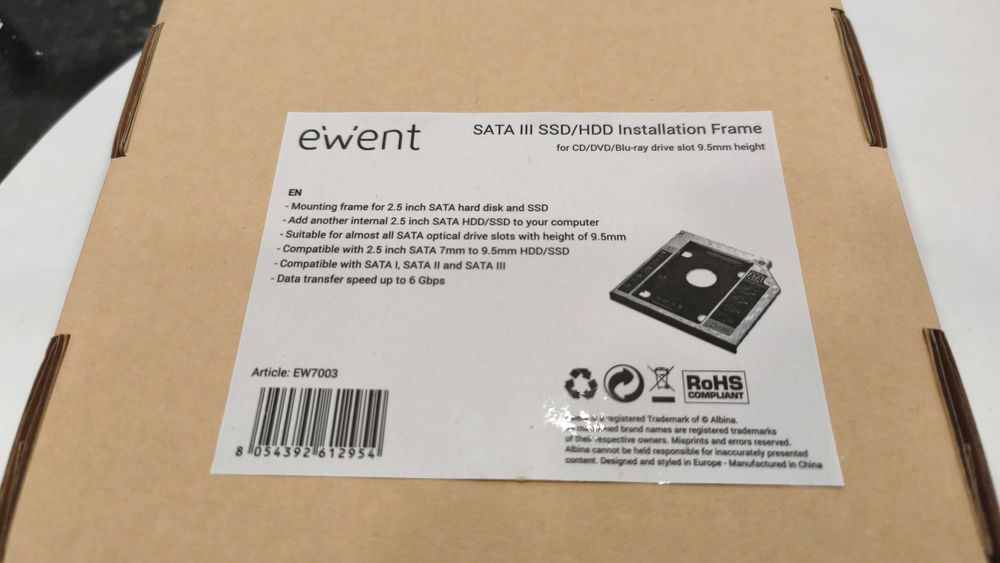 Estrutura instalação SATA III SSD/HDD adaptador CD/DVD/Blu-ray 9.5 mm