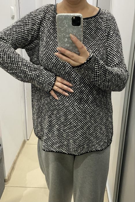 Czarno biały sweter melanż Zara L -XL