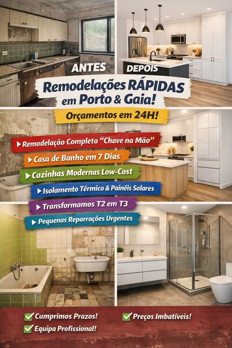 Remodelação casa de banho completa em 7 dias – Porto/Gaia”