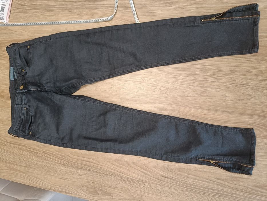 Czarne spodnie damskie H&M rurki 38 M suwak na nogawkach 3/4