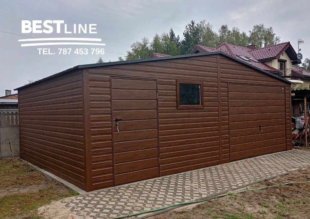 Garaż blaszany z bramą segmentową. Garaż na wymiar - 3x5 3x6 4x5 4x6