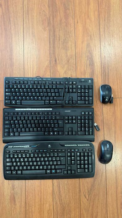 Lote 3 teclados PT (Logitech K200 e MK320) + 2 ratos sem fios Logitech