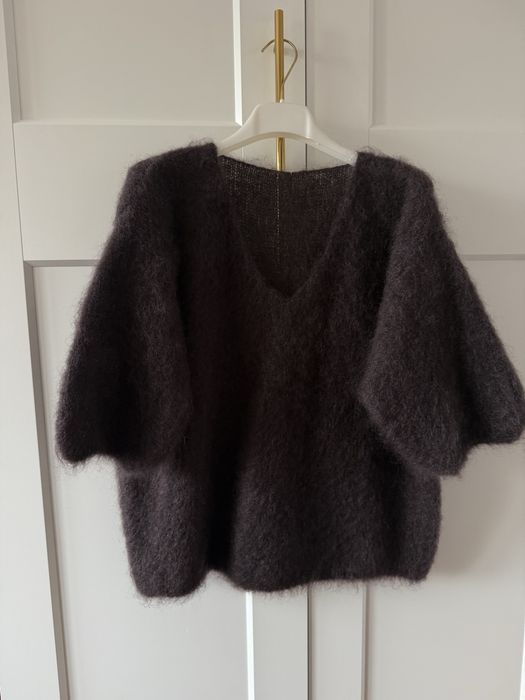 Sweter moher kid 81% w serek, kolor czekoladowy