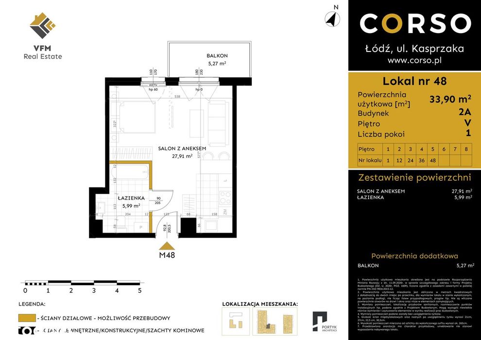 1-pokojowe mieszkanie 33m2 + balkon Bezpośrednio