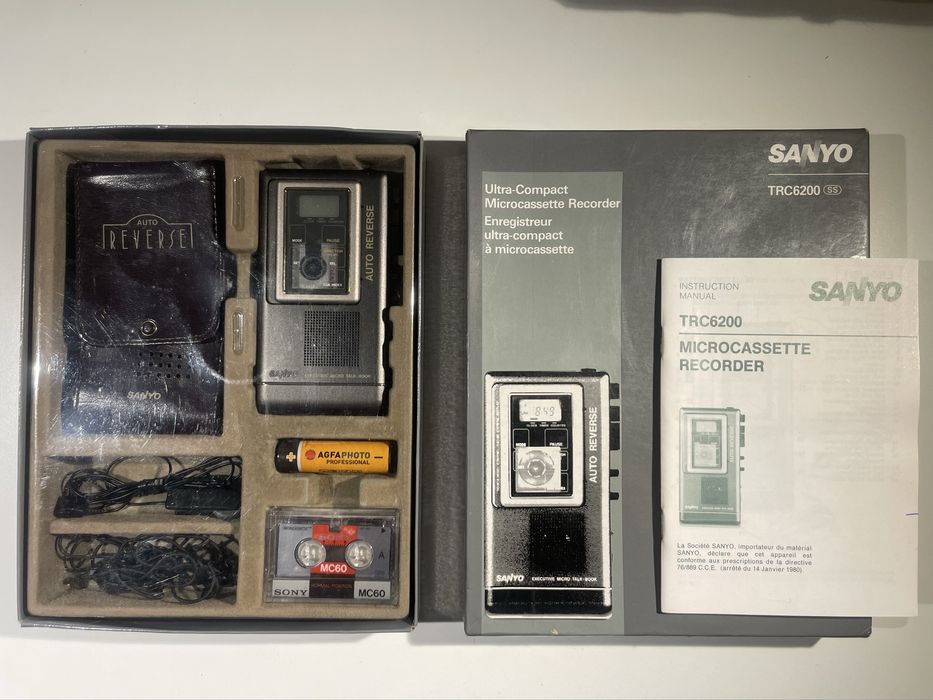 SANYO tcr6200 ss Ultra Compact microcassete gravador metálico