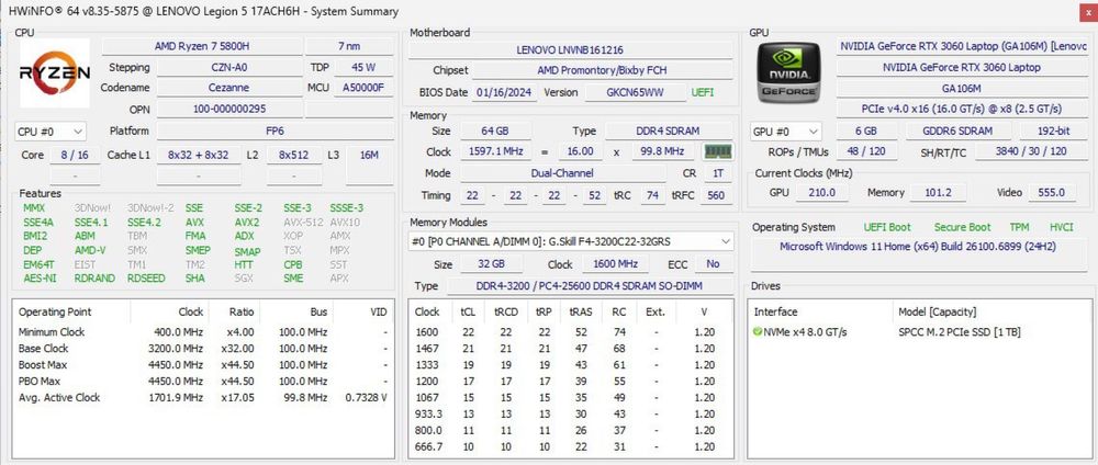Lenovo Legion 5 17" | Ryzen 7 | RTX 3060 | 64GB RAM | 1TB SSD
