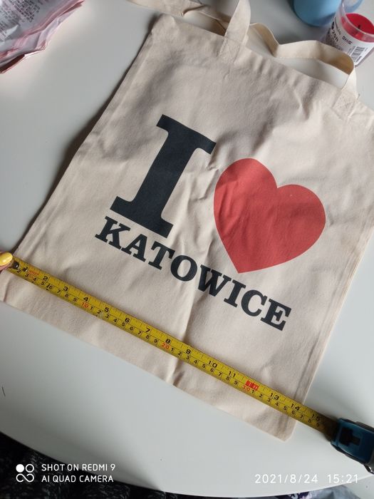 Torba szmaciana I love Katowice siatka torebka