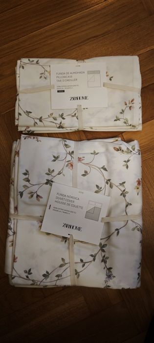 Nowa Zara Home Bawełniana Pościel Kwiaty 150x220 + 2 poszewki 50x75