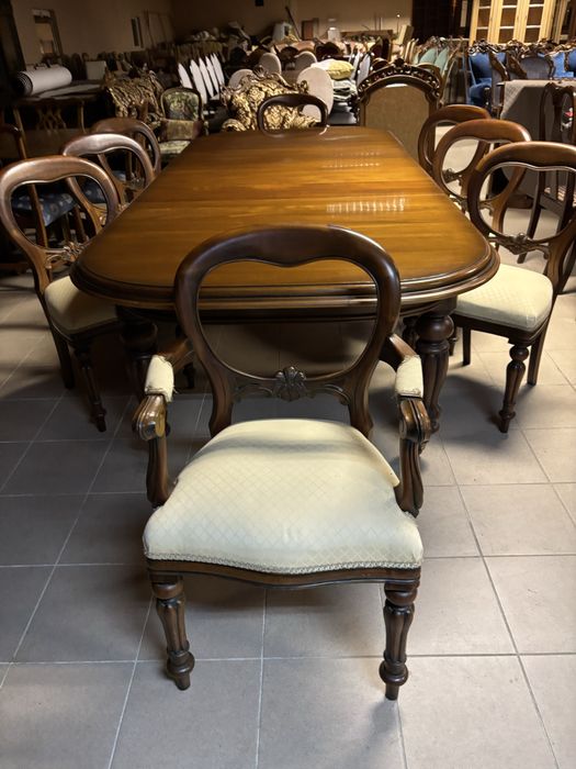 Angielski Zestaw Komplet Rozkładany Stół 8 Krzeseł 12 osób meble styl