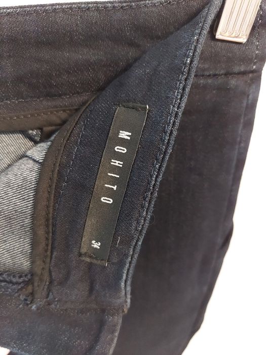 Granatowa spódnica Mohito 36/S elegancka spódniczka prosta jeansowa S