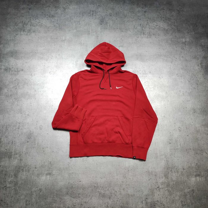 MĘSKA Bluza z Kapturem Hoodie Czerwona Bawełna Dresowa Nike Haft Logo