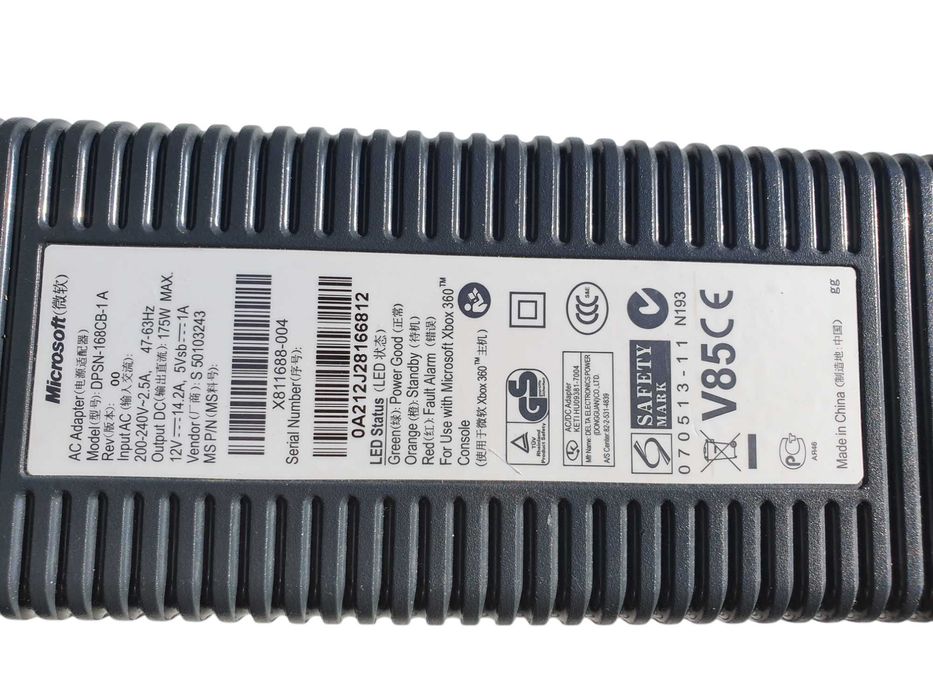 Oryginalny zasilacz Microsoft do konsoli Xbox 360 FAT  DPSN-168CB-1A