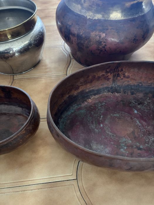 Conjunto de 4 peças em cobre italiano artesanal