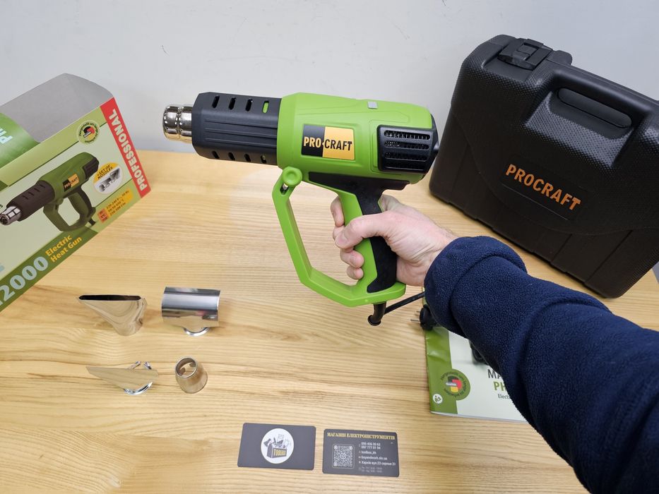 Фен с Дисплеем Строительный ProCraft  PH2000 Регулировка темп. Кейс