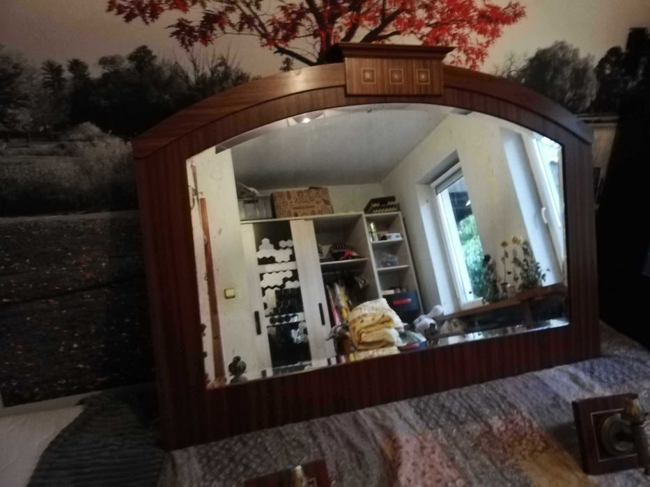 Przedwojenne lustro z kinkietami  art deco secesja  glamur