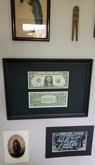 Banknot 1 dolar w ramce prezent loft design usa nowy retro