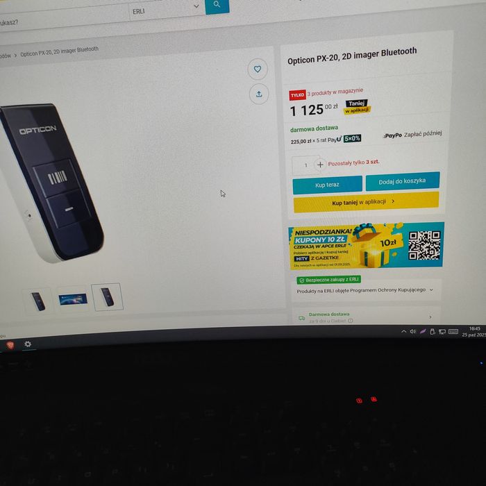 Skaner kodów Bluetooth 2D - programowalny, pracuje 35h