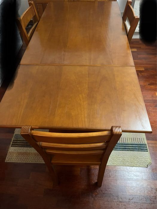 Mesa madeira maciça 4 cadeiras