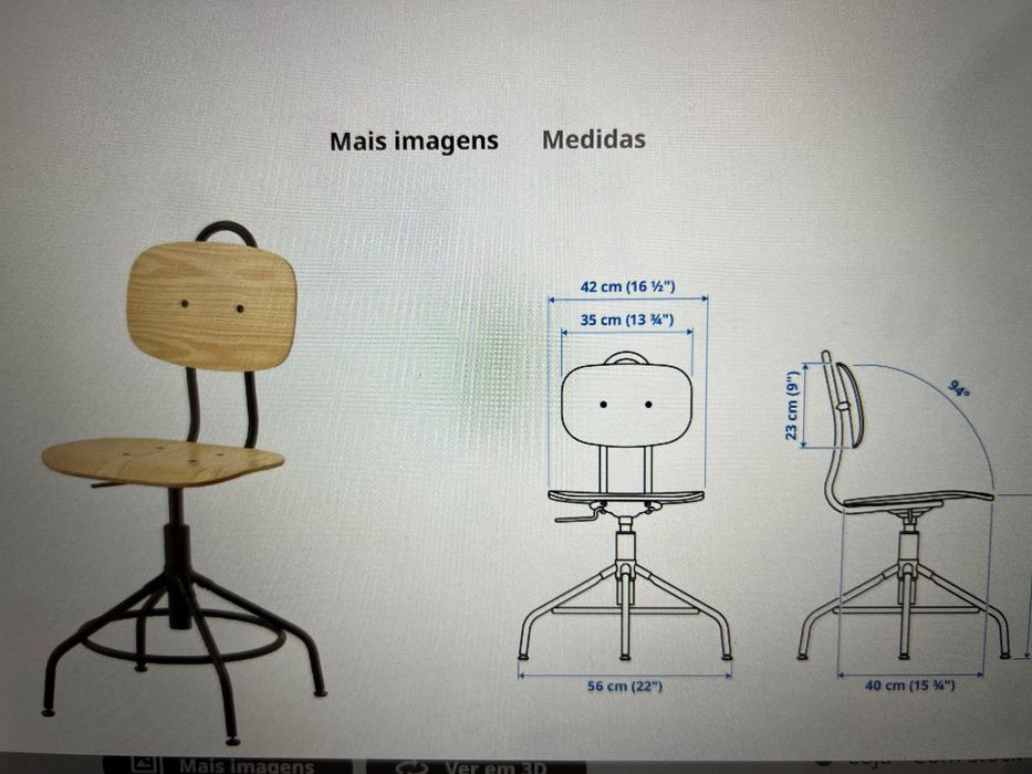 Cadeira p/ escritório, pinho/preto