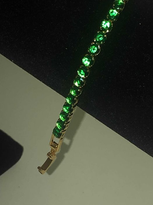 Bransoleta tenisowa 18cm | Zielone syntetyczne diamenty