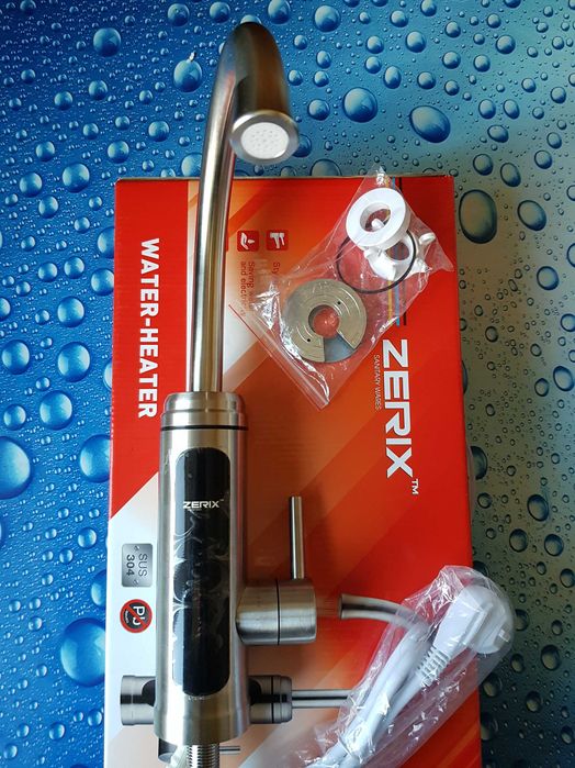 Проточный водонагреватель с датчиком температуры Zerix ELW34-E НЕРЖАВЕ