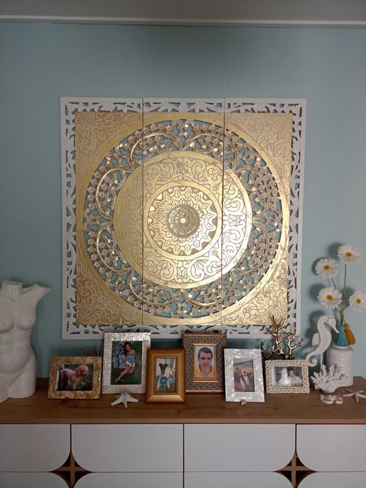 Talha dourada e branca.Mandala  120x120cm.Entrega Setúbal e arredores.