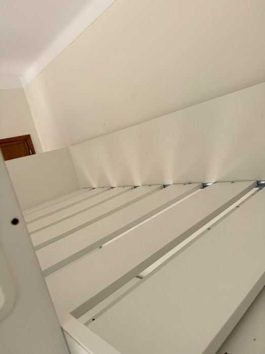 SMÅSTAD Cama alta, branco branco/com secretária c/4 gavetas, 90x200 cm