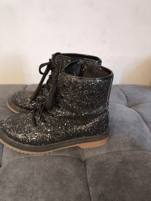 Brokatowe botki damskie oficerki/workery