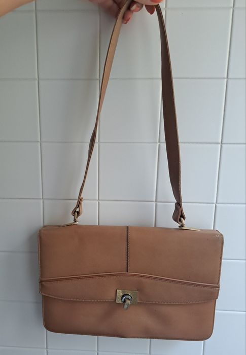 Mala pele castanha clara vintage