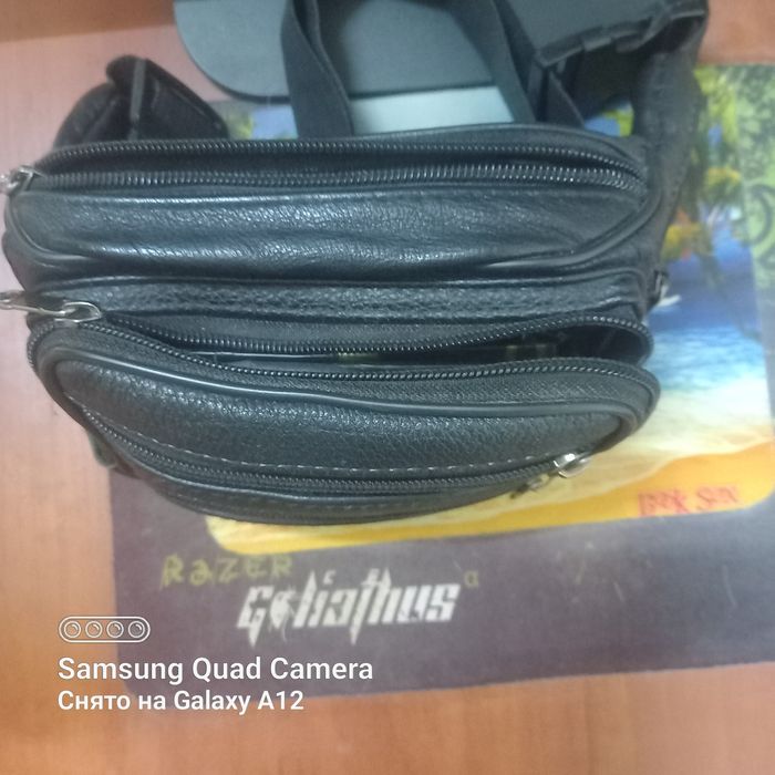 Мужская кожаная сумка на пояс