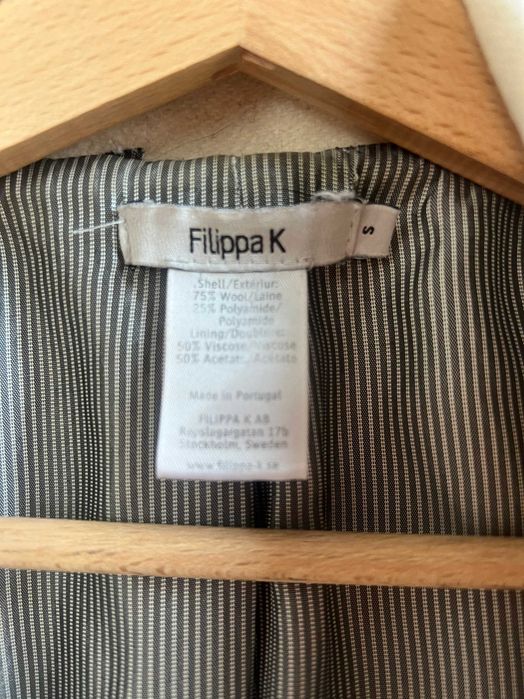 Biały płaszcz premium Filippa K wełna S / 36 elegancki