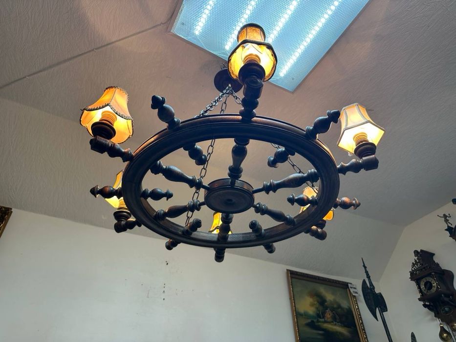 Люстра підвісна дерево світильник дуб на 6 ламп 7554