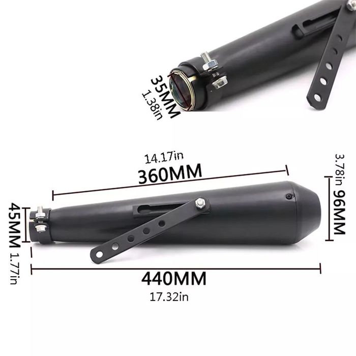 Ponteira de escape corneta cromado ou preto cafe racer