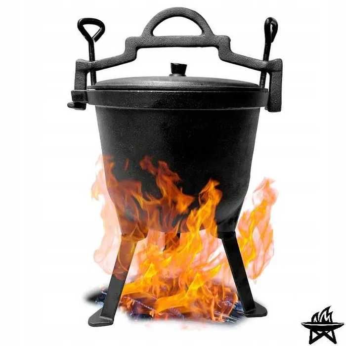 Kociołek Żeliwny 8L NA PREZENT na ognisko grill palenisko + GRATIS
